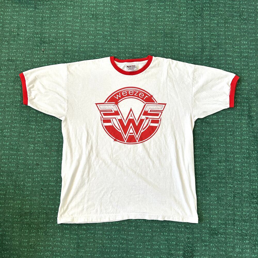 Vintage Weezer Red Ringer T Shirt XL 90s Y2K